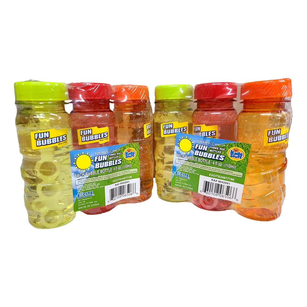 Multi Pack Kids Stuff 4 oz Bubble Bottles Super Bubble Solution 6 Pc Multi