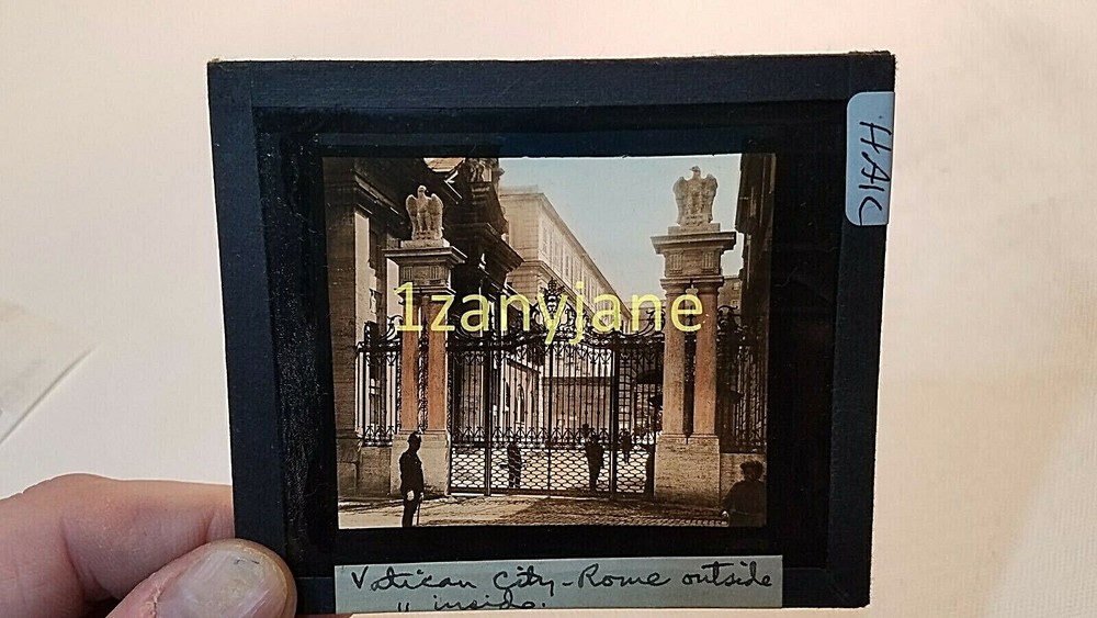 Colored Glass Magic Lantern Slide HAK ITALY VATICAN CITY ROME SECURITY GATE
