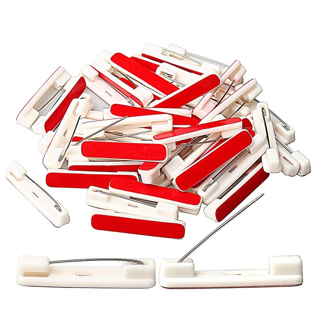 Pengxiaomei 100pcs White Plastic Basic Safety Bar Pins, 1.46 Inch,