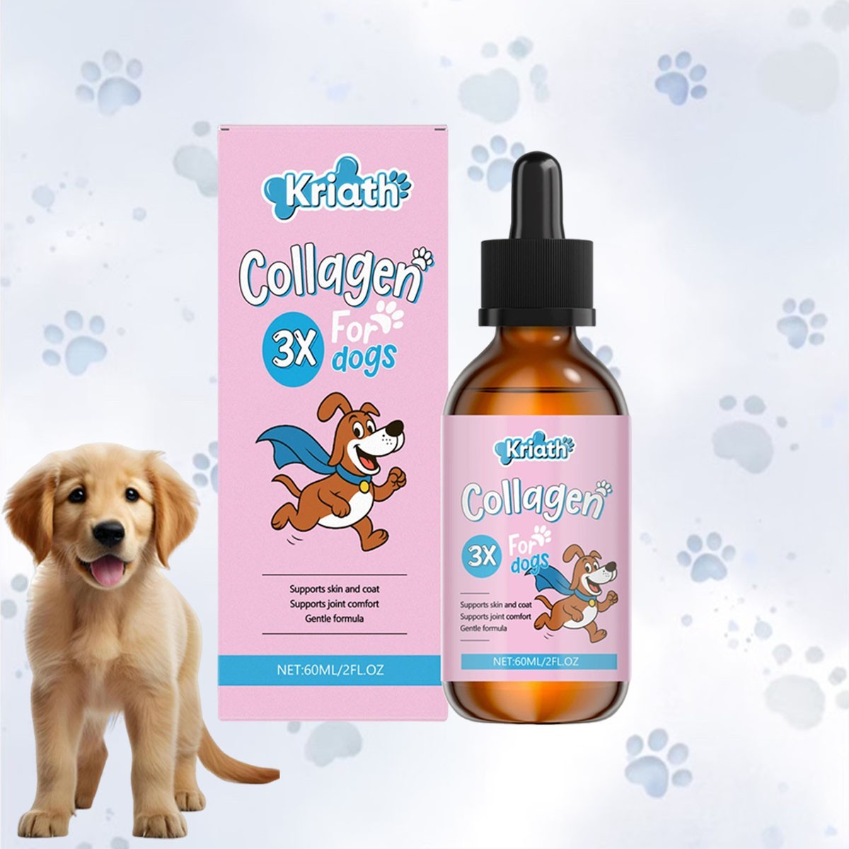 Collagen For Dogs And Pets 60Ml | Liquid Dog Collagen Supplement With Biotin