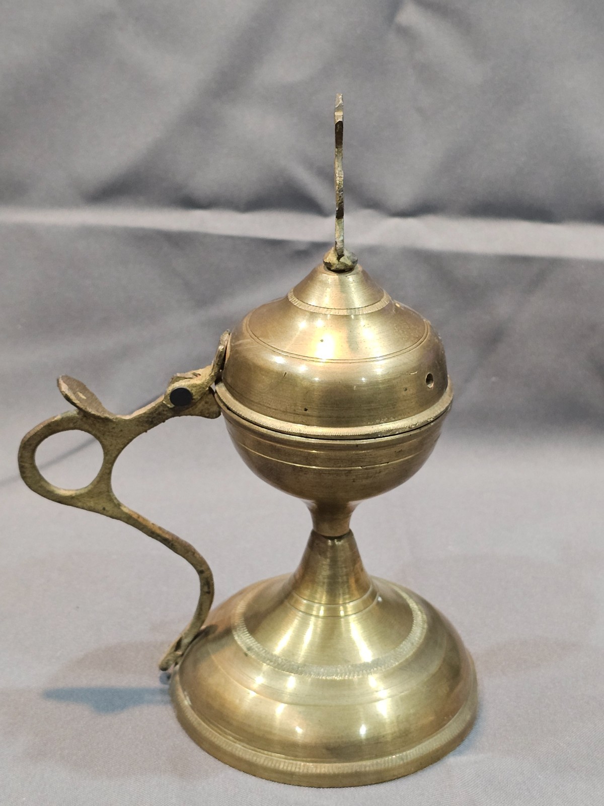 Incense Censer Antique Spiritual Religious Incense Censer Cross on Lid 7"