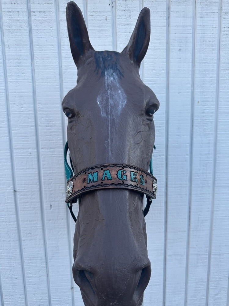 Personalized Nylon Horse Halter In Teal