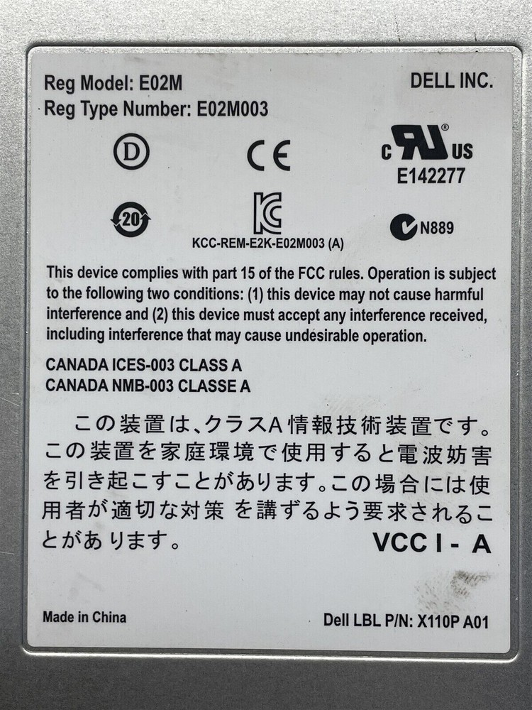 DELL RR9F6 10GB iSCSI POWERVAULT CONTROLLER MD36601 MODEL E02M E02M003