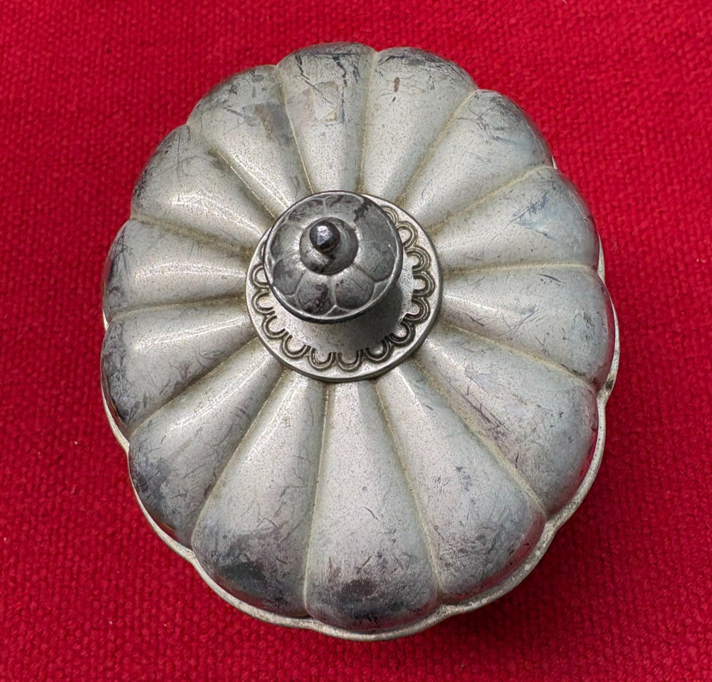 Silver Plate Trinket Box Lined Soft Burgundy Material 4.5" x 3.75" x 4.5" tall