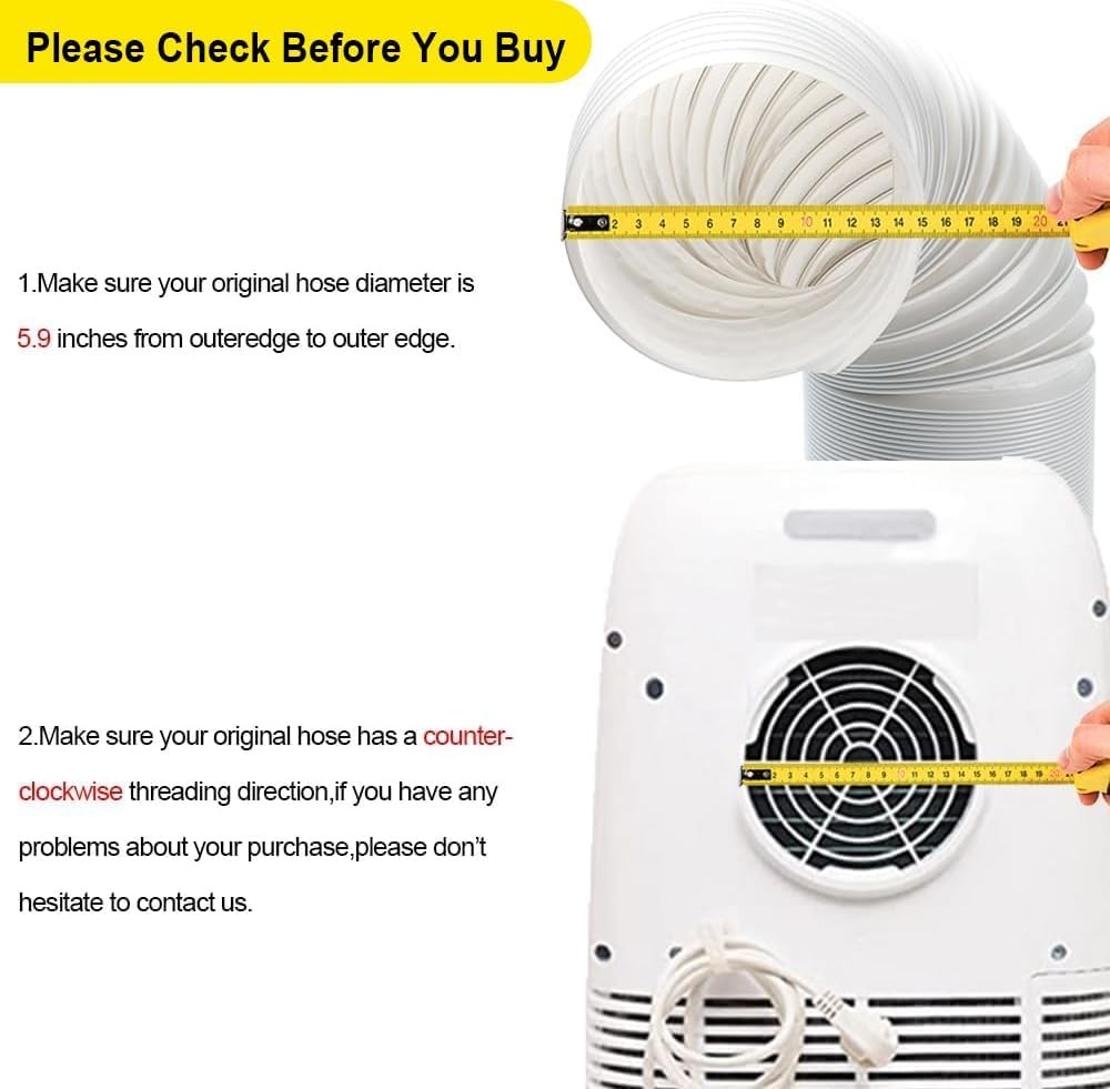 Portable Air Conditioner Hose 5.9 Diameter Anti-Clockwise Thread Universal Ac