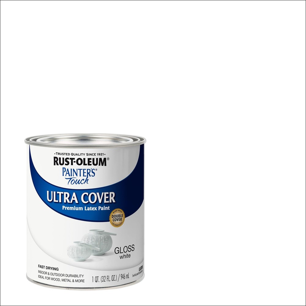 Rust Oleum Painter's Touch Ultra Cover Gloss White Paint 1 Quart Multi Surface
