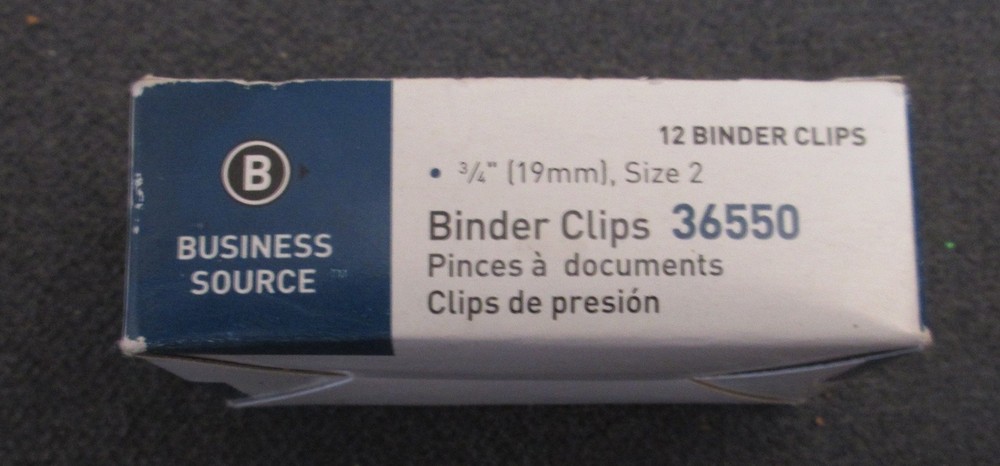 Business Source, BSN36550, Fold-Back Binder Clips, 12 / Dozen, Black - NEW