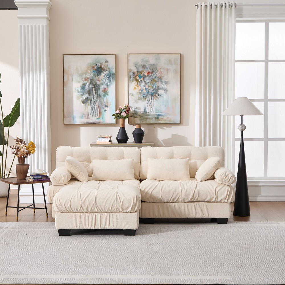 Modular Sectional Sofa Cloud Couch, Deep Seat L Shaped Couch with Ottoman,So