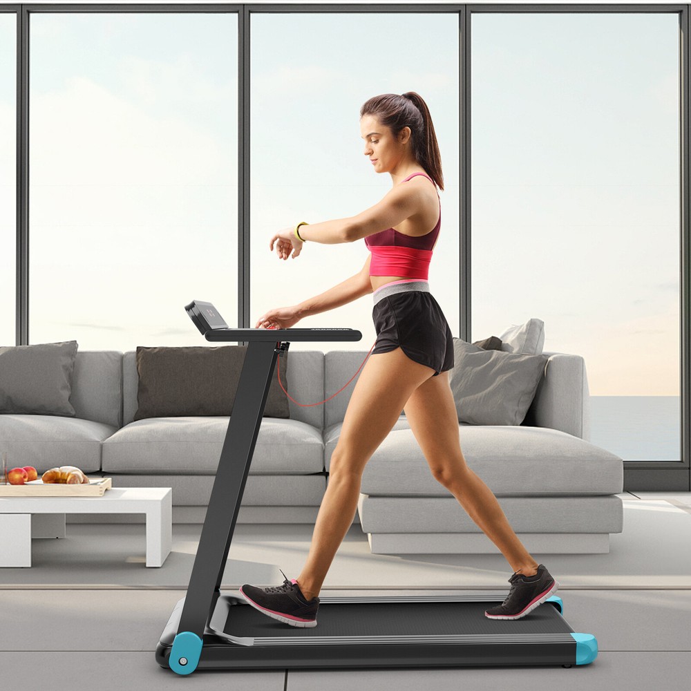 Folding Electric Treadmill Compact Walking Running Machine w/APP Control Speaker