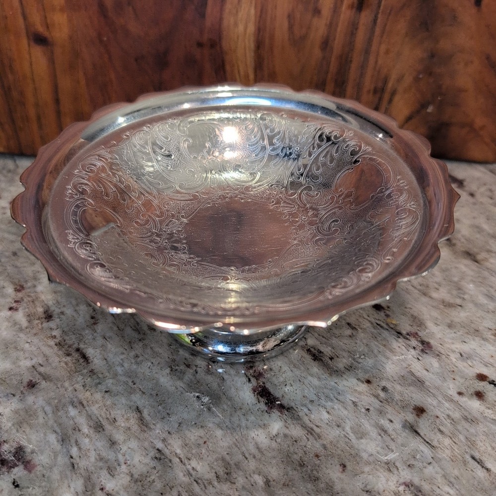 Small Vintage Silver Dish On Pedestal-Decor