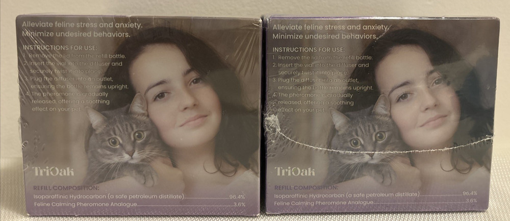 2xTriOak Cat Calming Diffuser Kit Feline Anxiety Relief Pheromone Kit 2 Diffuser