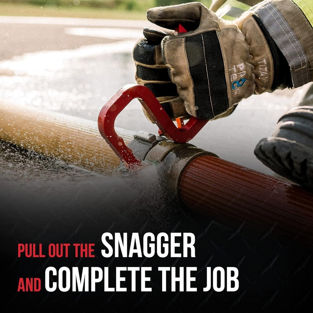 Compact Firefighter Snagger Tool: Breaks Tempered Glass with Ease - Red Aluminum