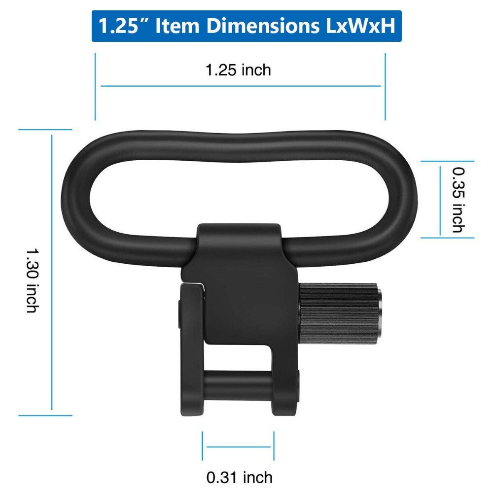 2 Pack QD Sling Swivel Mount Stud Push Button Detach Adapter 360° Rotation Base