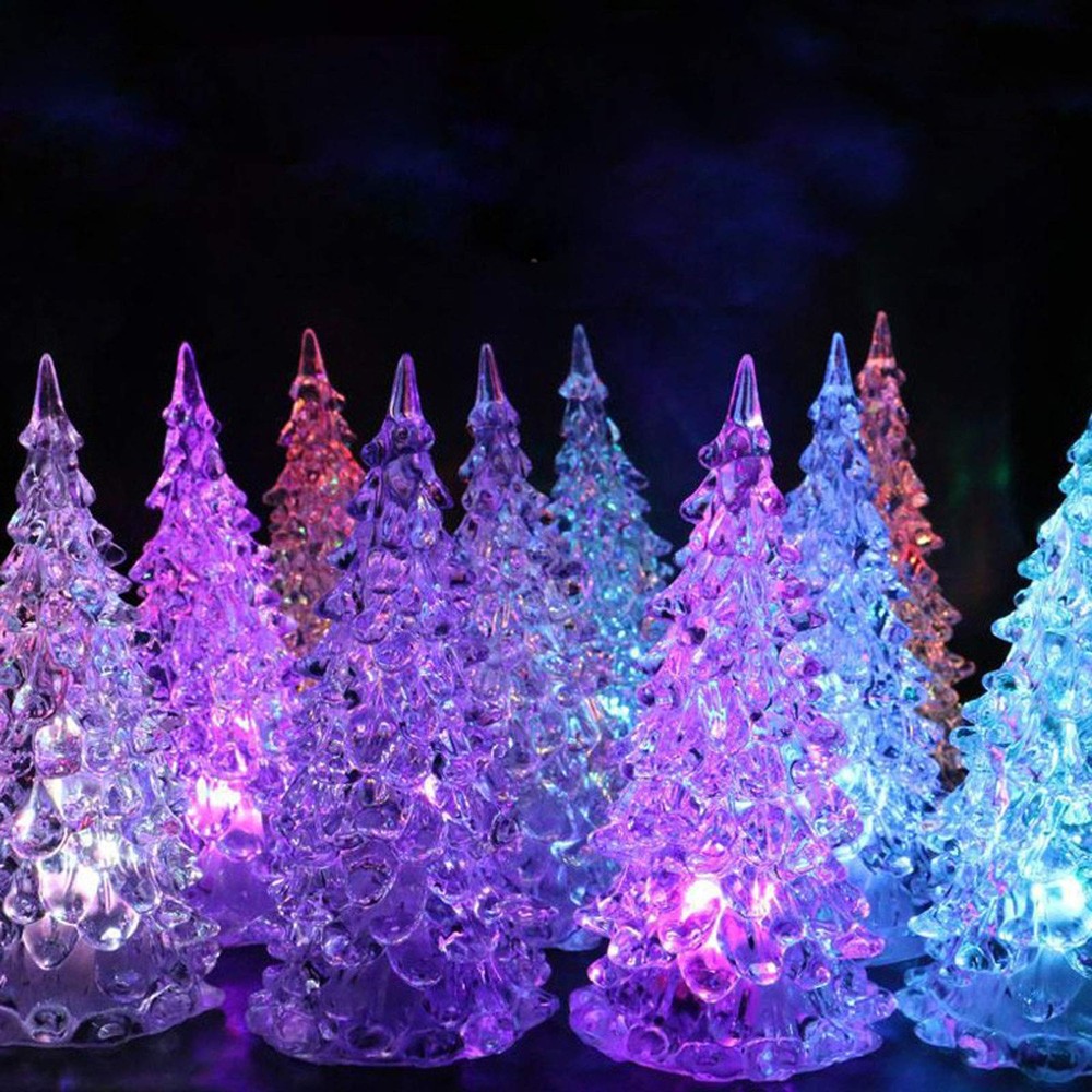 3 Pack LED Christmas Tree Lights, Mini Acrylic Light Up Tree, Color Changing ...