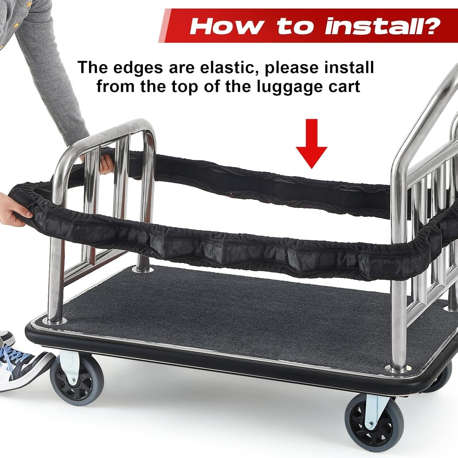 Bellman Cart Bumper Guard Wall Protector Luggage Cart Collision Cover Black Larg