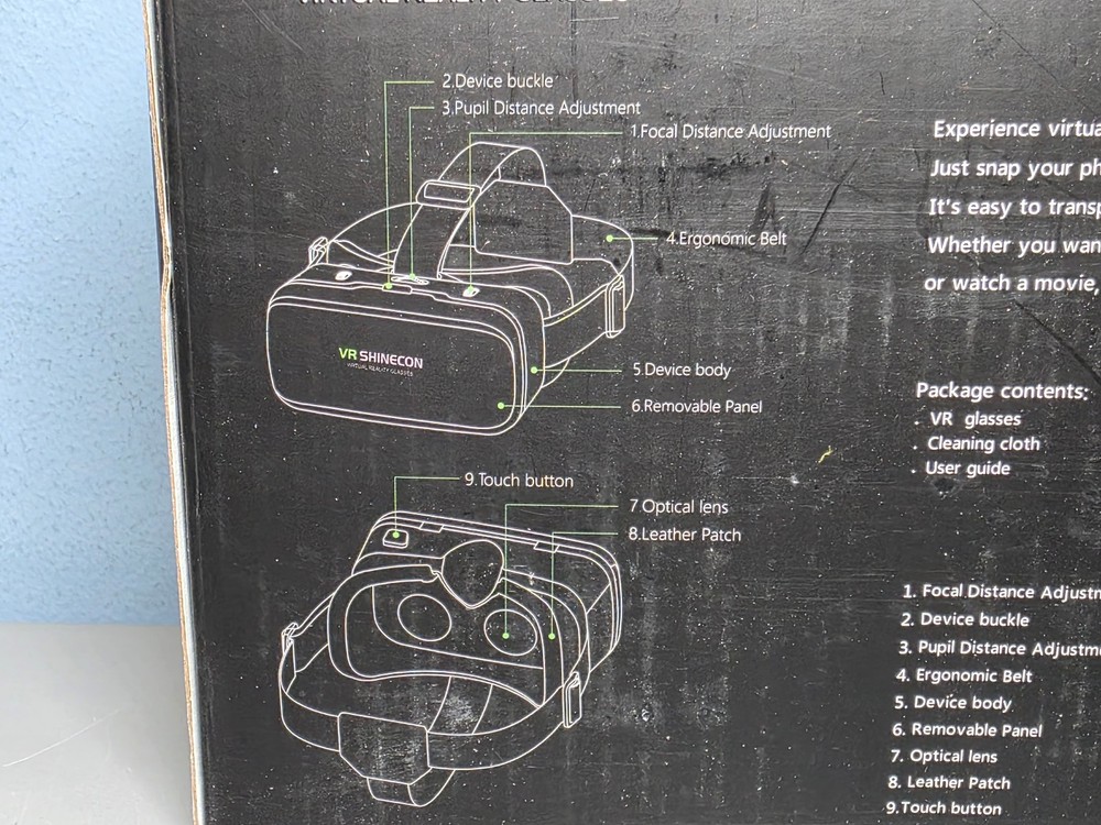 VR Shinecon Virtual Reality Glasses Smartphone Headset w/Controller New