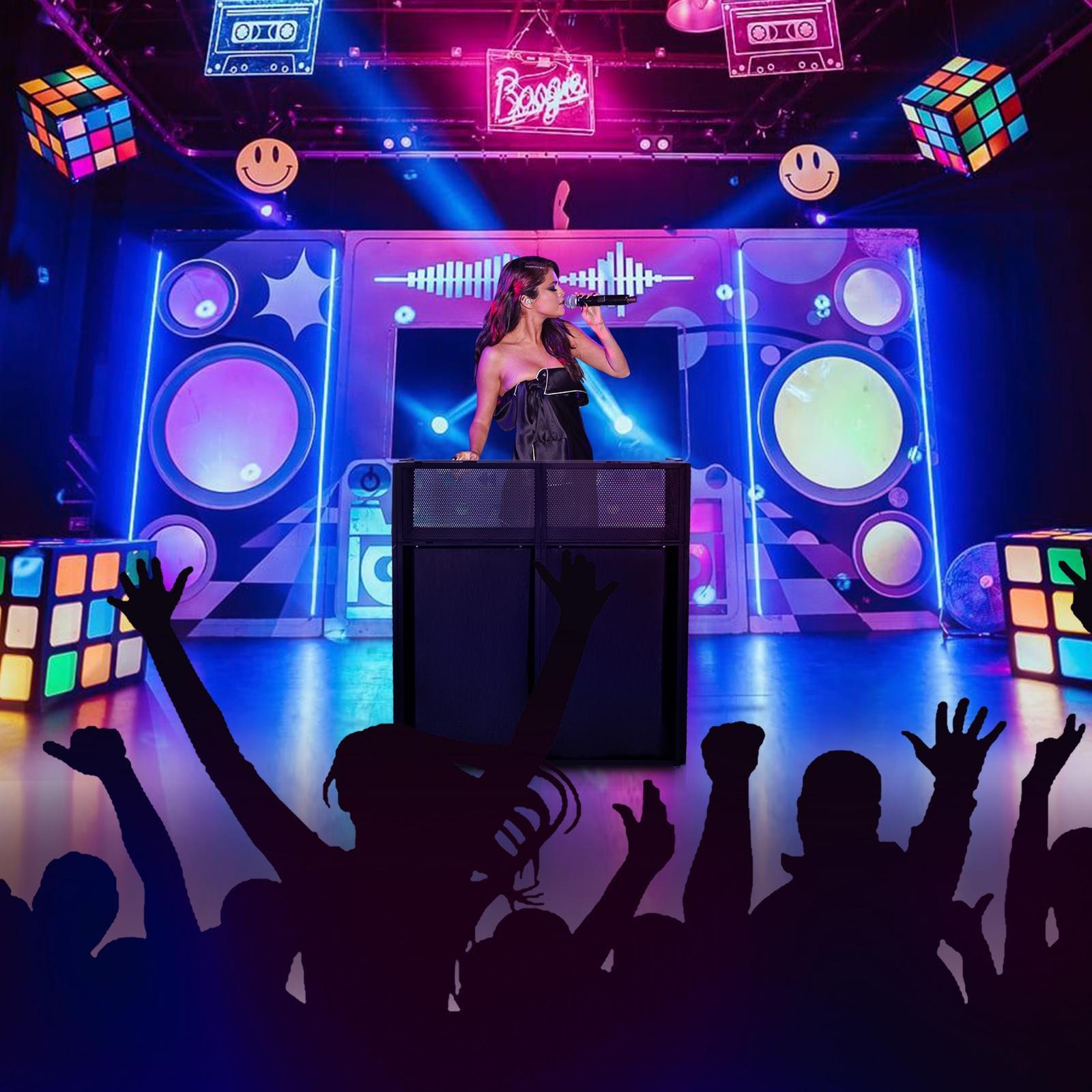 Portable DJ Table stand foldable Station Booth Facade+Flat Table 21X42“