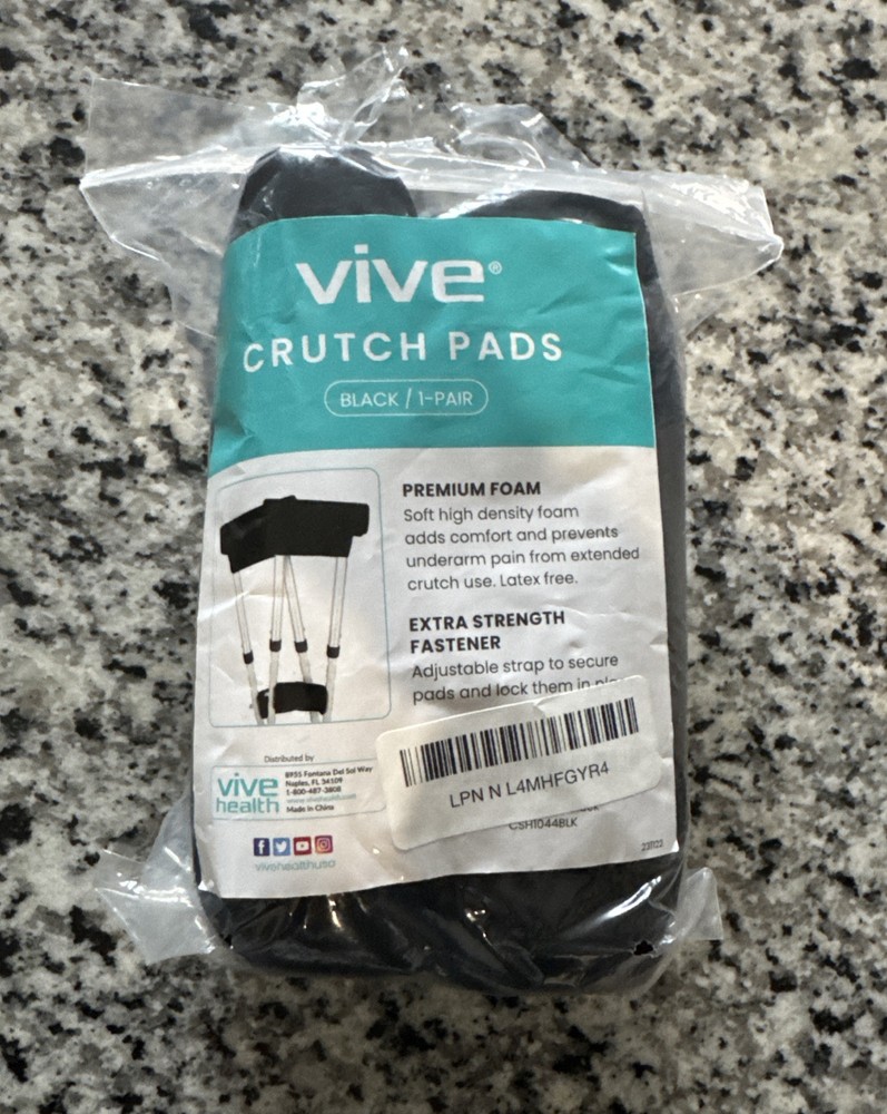 Vive Crutch Pads, Color Black