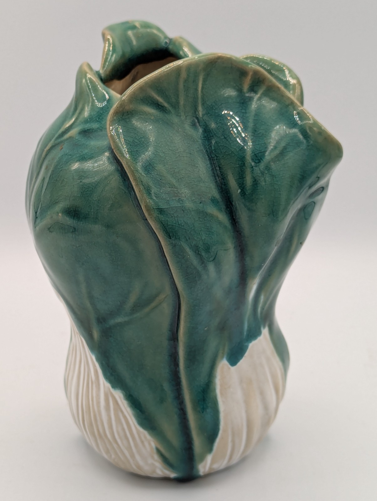 Rare Vintage Chinese Bok Choy Hand-Made Ceramic 6" Vase, Mint