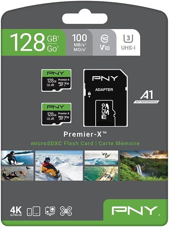 High-Speed 128GB microSDXC Class 10 Card - Waterproof & Shockproof - 2-Pack