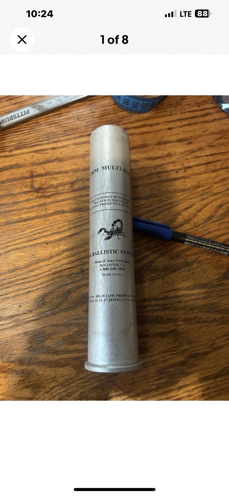 3-pk MK Ballistics reloadable 37MM 8” case Use380/38 rimmed blank Flare Casing