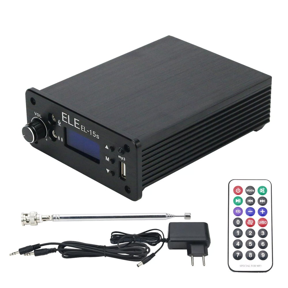 For U Disk MR3 EL-15S FM Broadcast Transmitter Timing Wireless System Music 1.5W