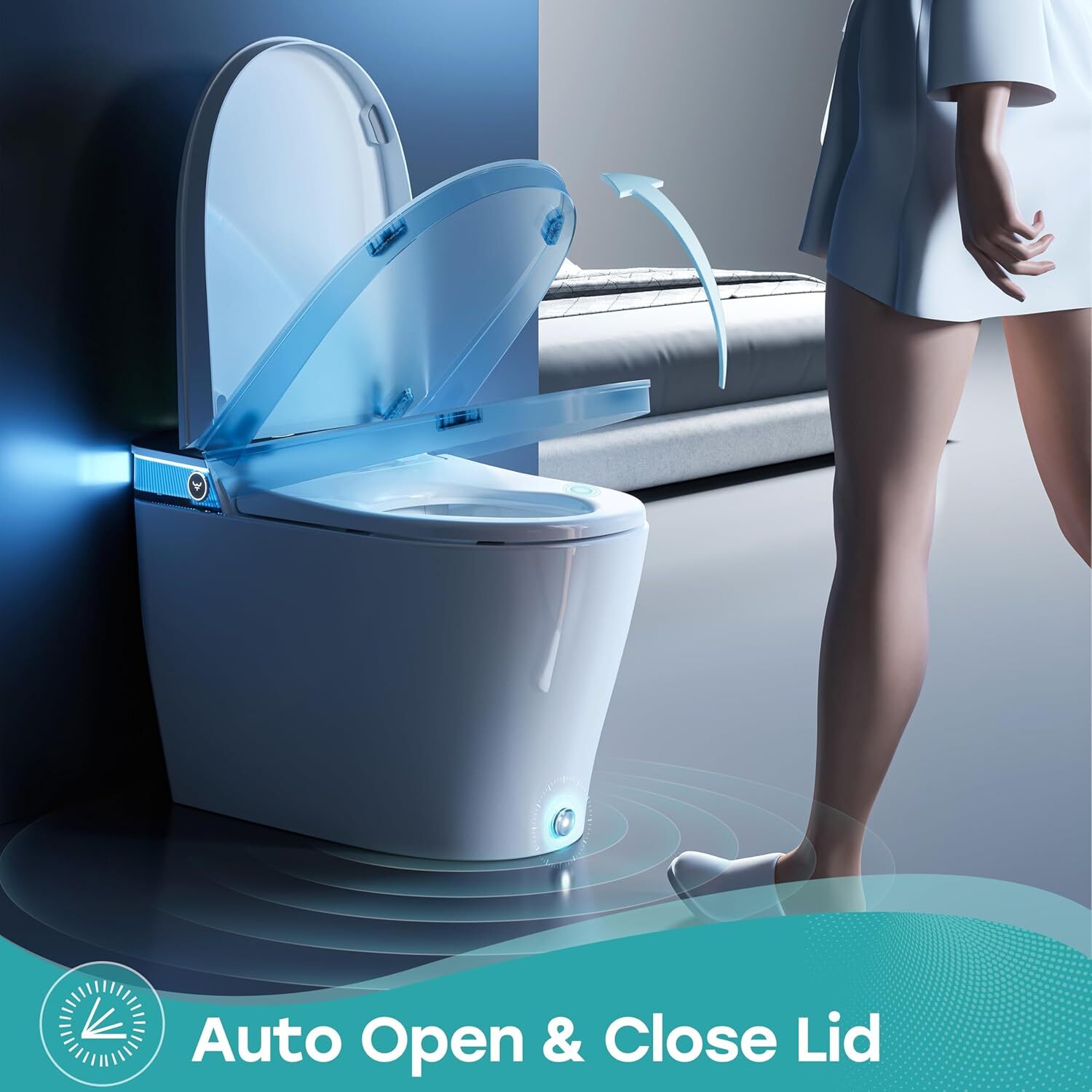 HOROW Smart Toilet Bidet with Powerful Flush Auto Open/Close Lid Deodorization