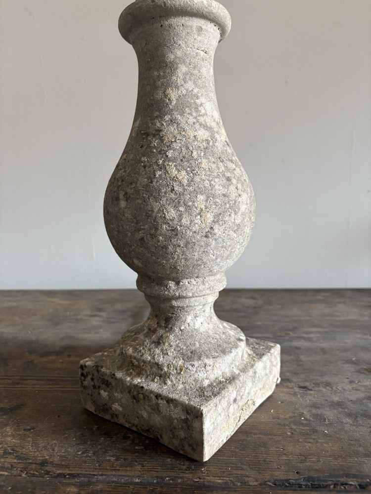 A Weathered Composite Stone Balustrade Table Lamp 59cm