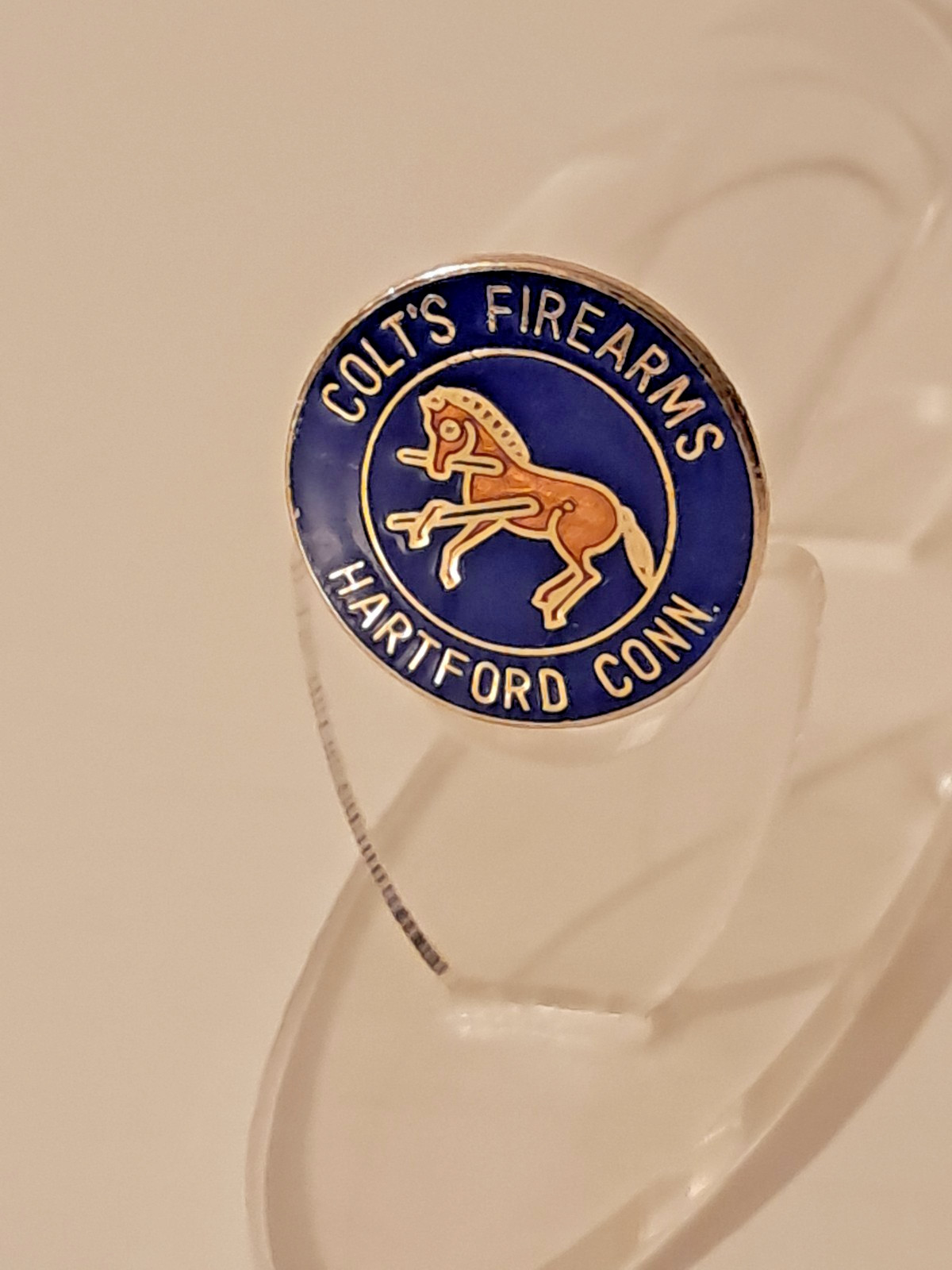 Handgun Firearm Gun Safe Shelf Display Rod - 7/8" Colt's Rampant Enamel Topper