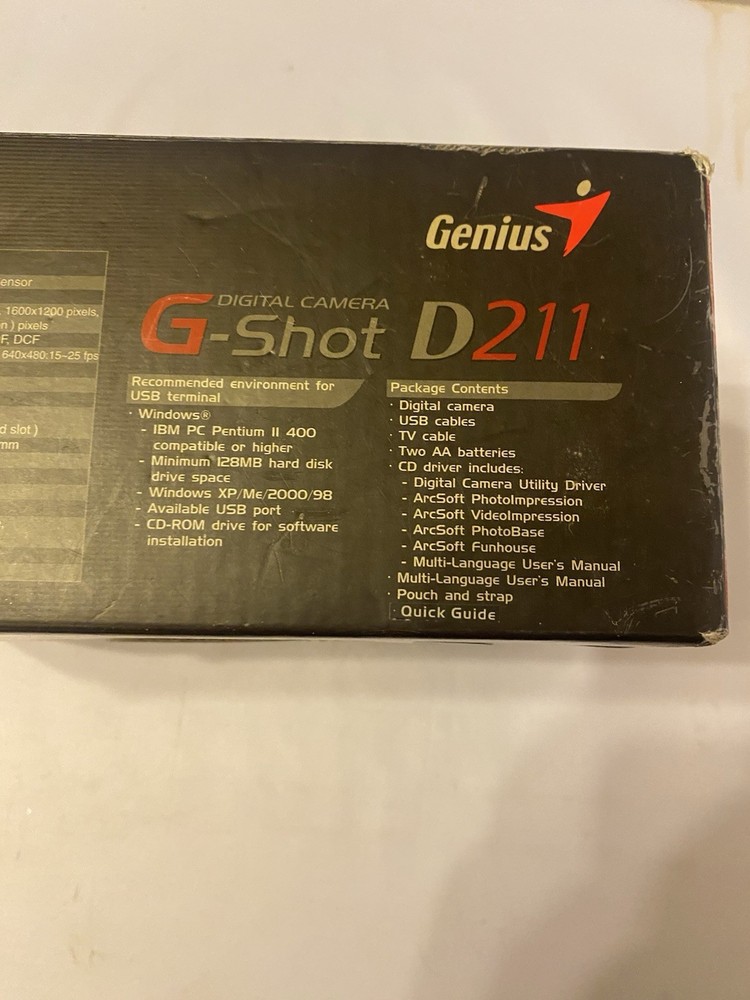 Genius G-shot D211 Digital Camera Boxed Tested Working D