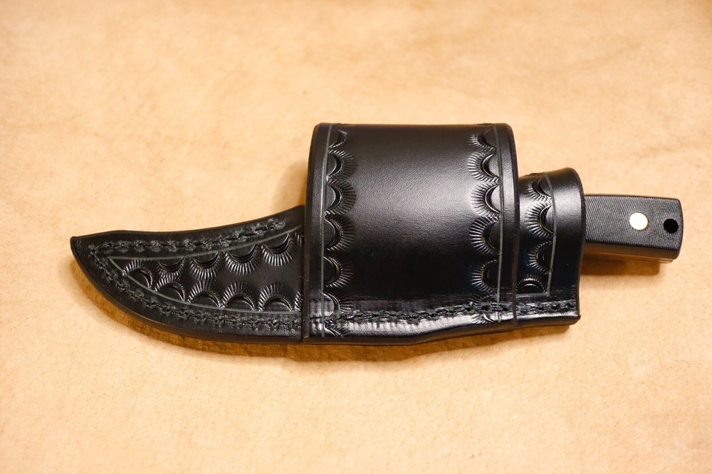 Custom Black Leather Crossdraw Sheath for Schrade Sharpfinger 152OT