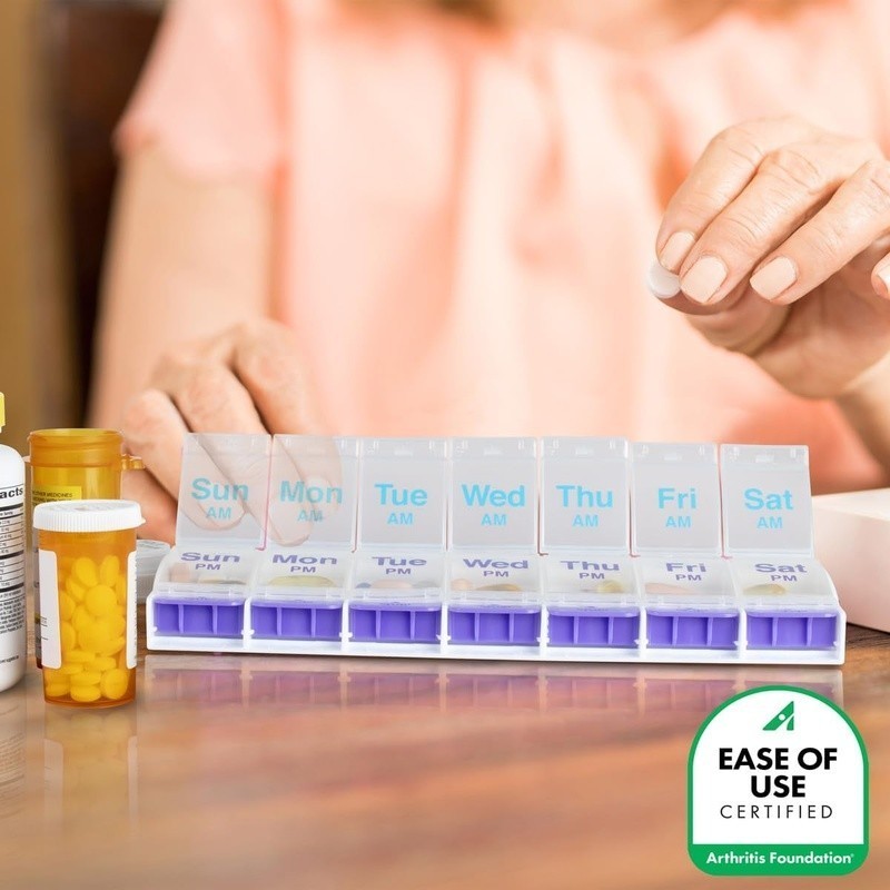 Easy Open Pill Organizer Arthritis Friendly Durable Storage Medication Planner