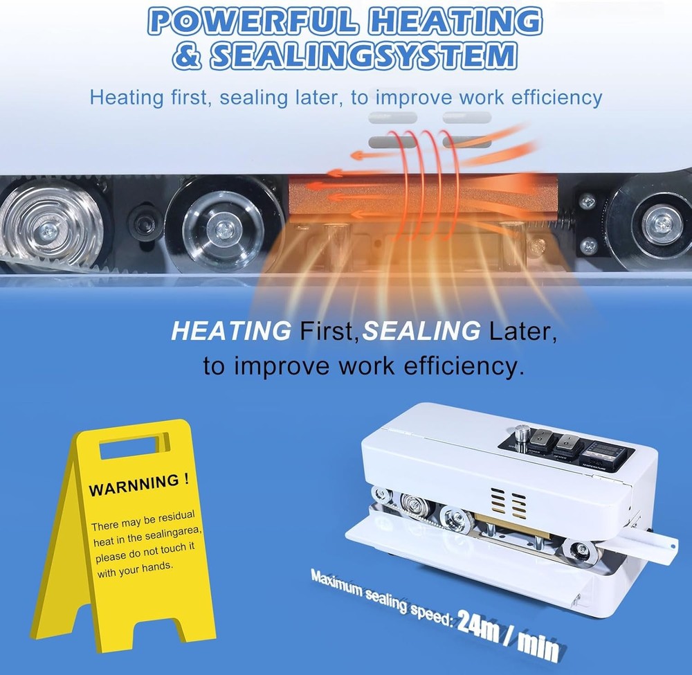 Automatic Continuous Bag Band Sealing Machine, Digital Temp Control