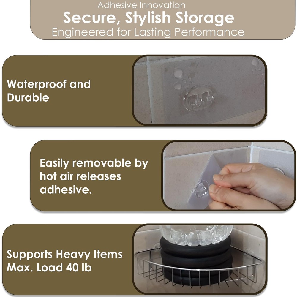 Shower Caddy Adhesive Replacement Stickers, Shower Organizer Adhesive Replace...