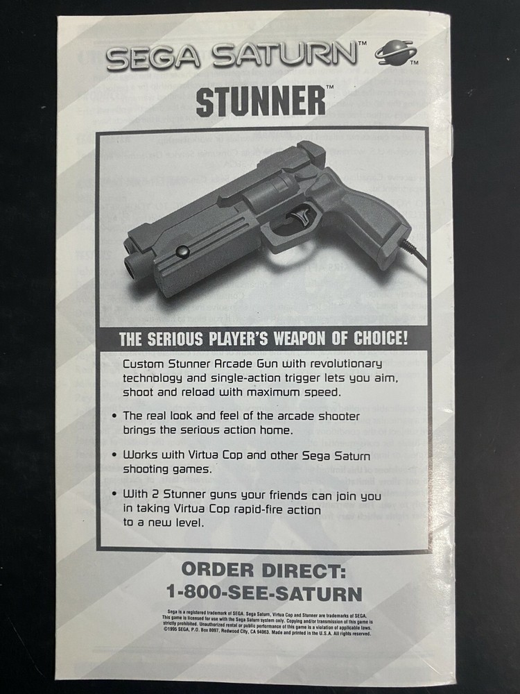Virtua Cop SEGA Saturn Instruction Manual Only