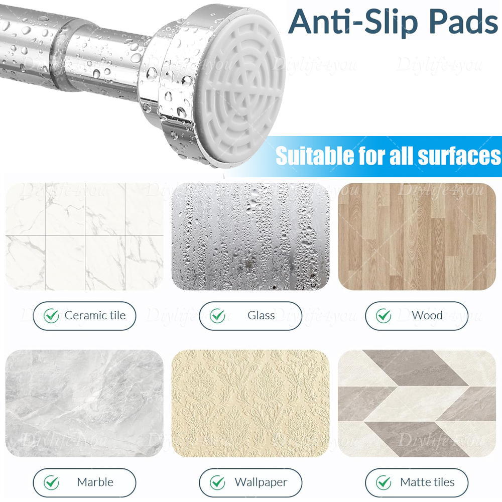 21in - 78in Stainless Steel Adjustable Telescopic Shower Curtain Rod Shower Kit