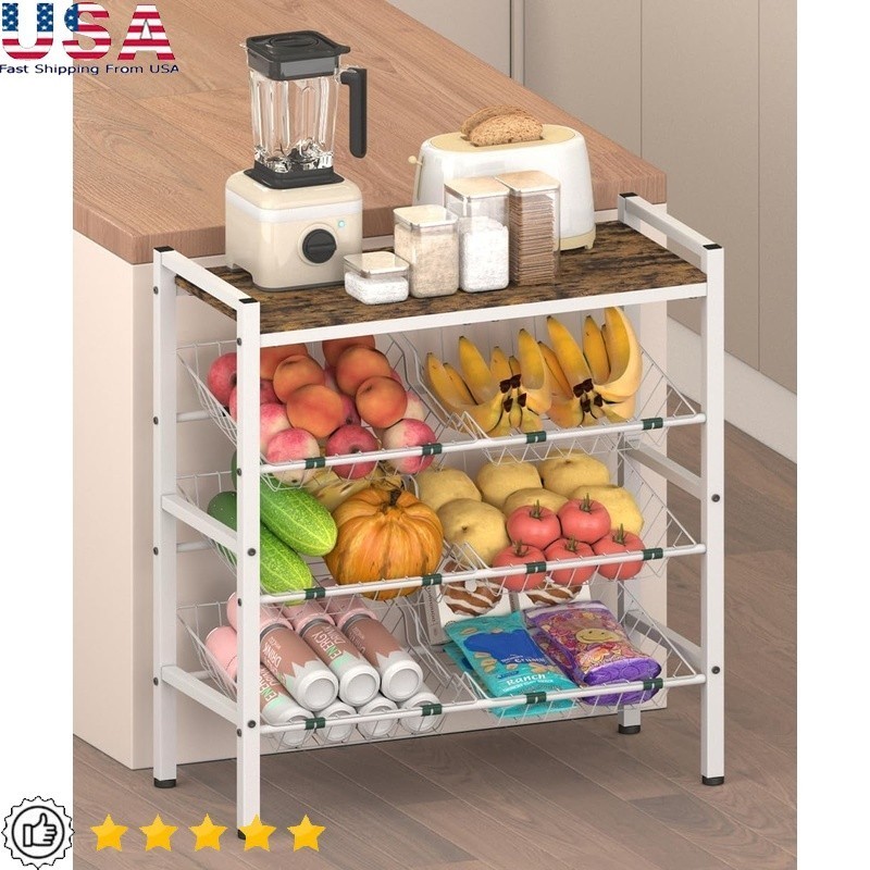 Kitchen Storage Rack Multi-Functional Snack Display Sturdy Removable Baskets New