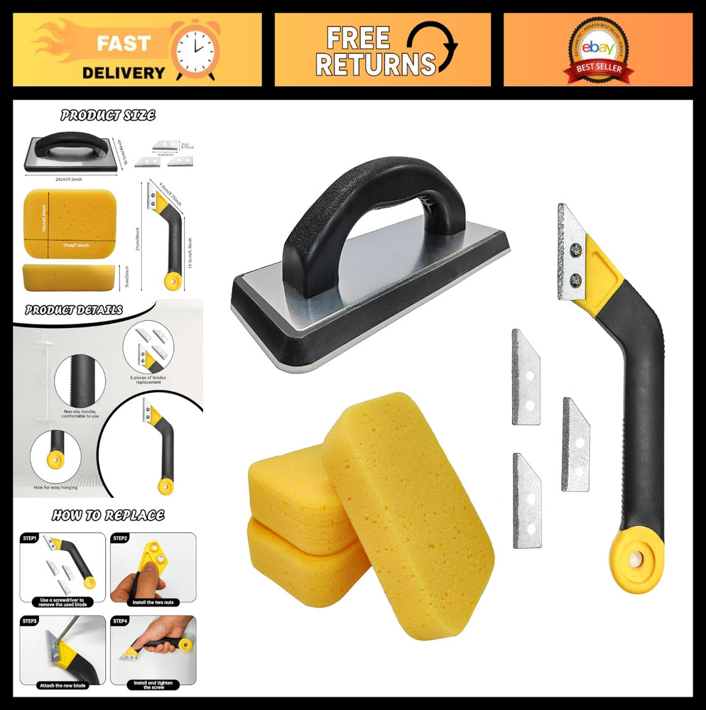 8 Pcs Grout Float Set - Rubber Grout Float, Sponges, Tile Saw & Removal Tool