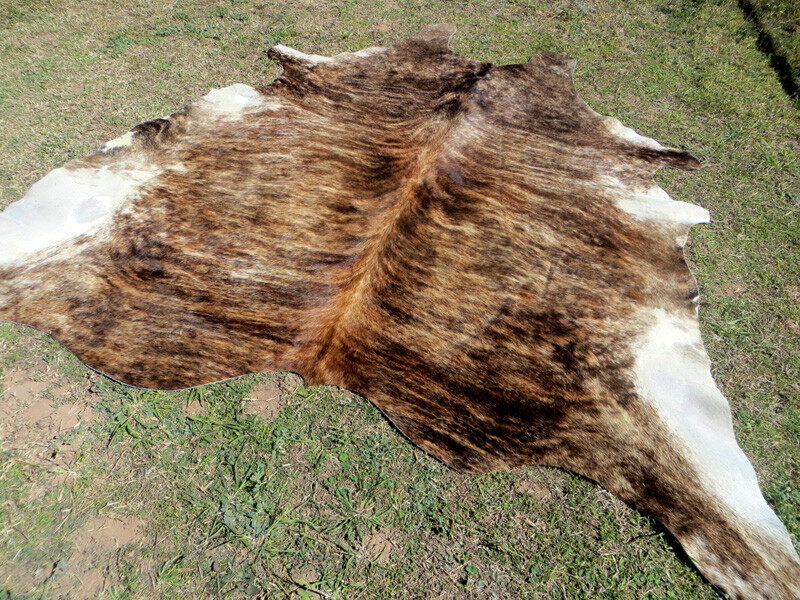 MAKE OFFER !! LARGE BRINDLE brown Cowhide Rug natural Cowhides Cow Hide Skin RN