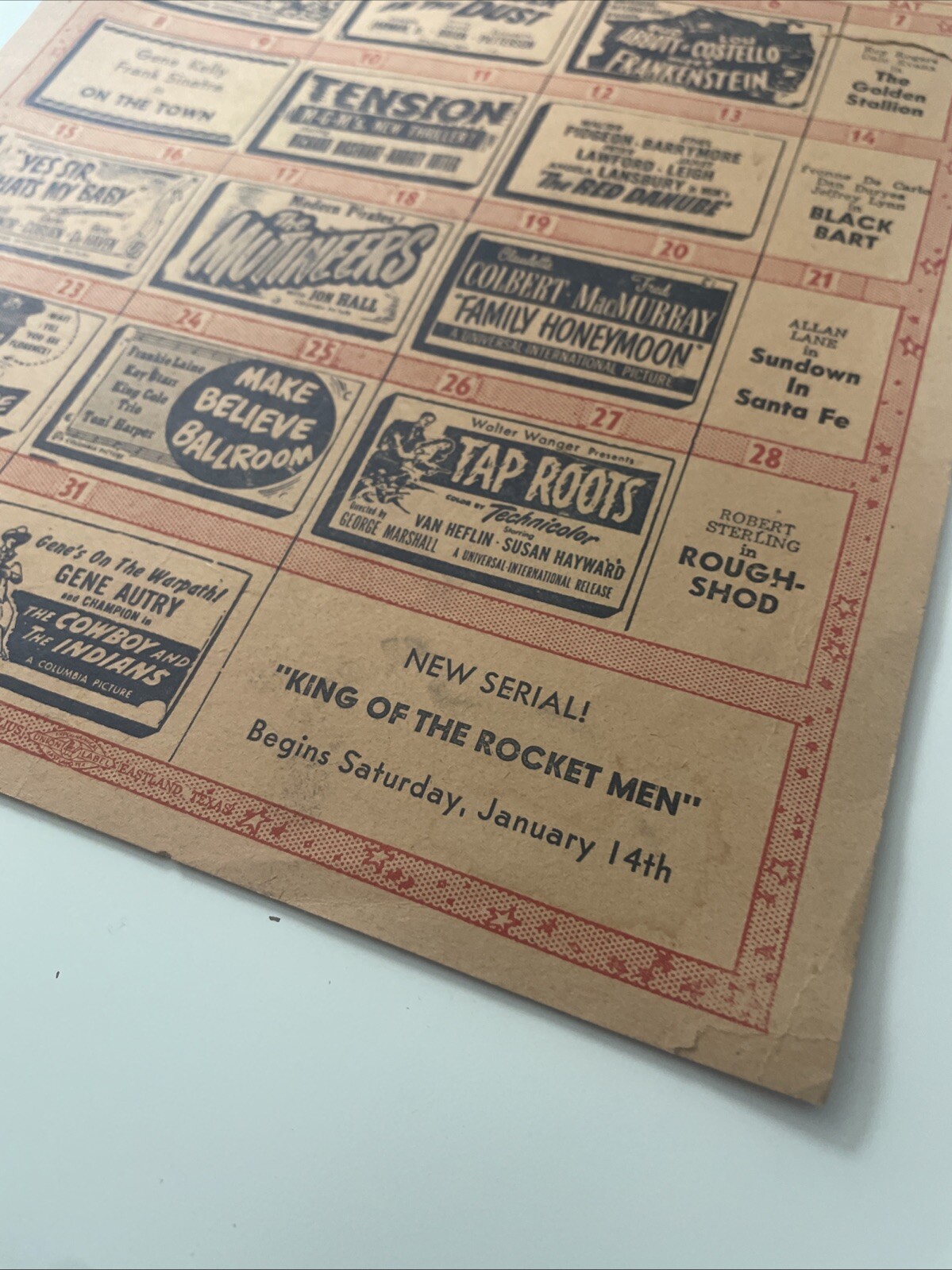 1950 Broadside Movie Herald Flyer Cozy Theatre Schulenburg Texas Frankenstein