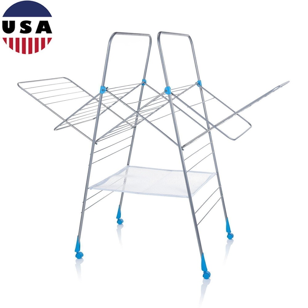 Fold Multi Metal Clothes Drying Rack Auto Opening Flat Ideal Delicate Garments