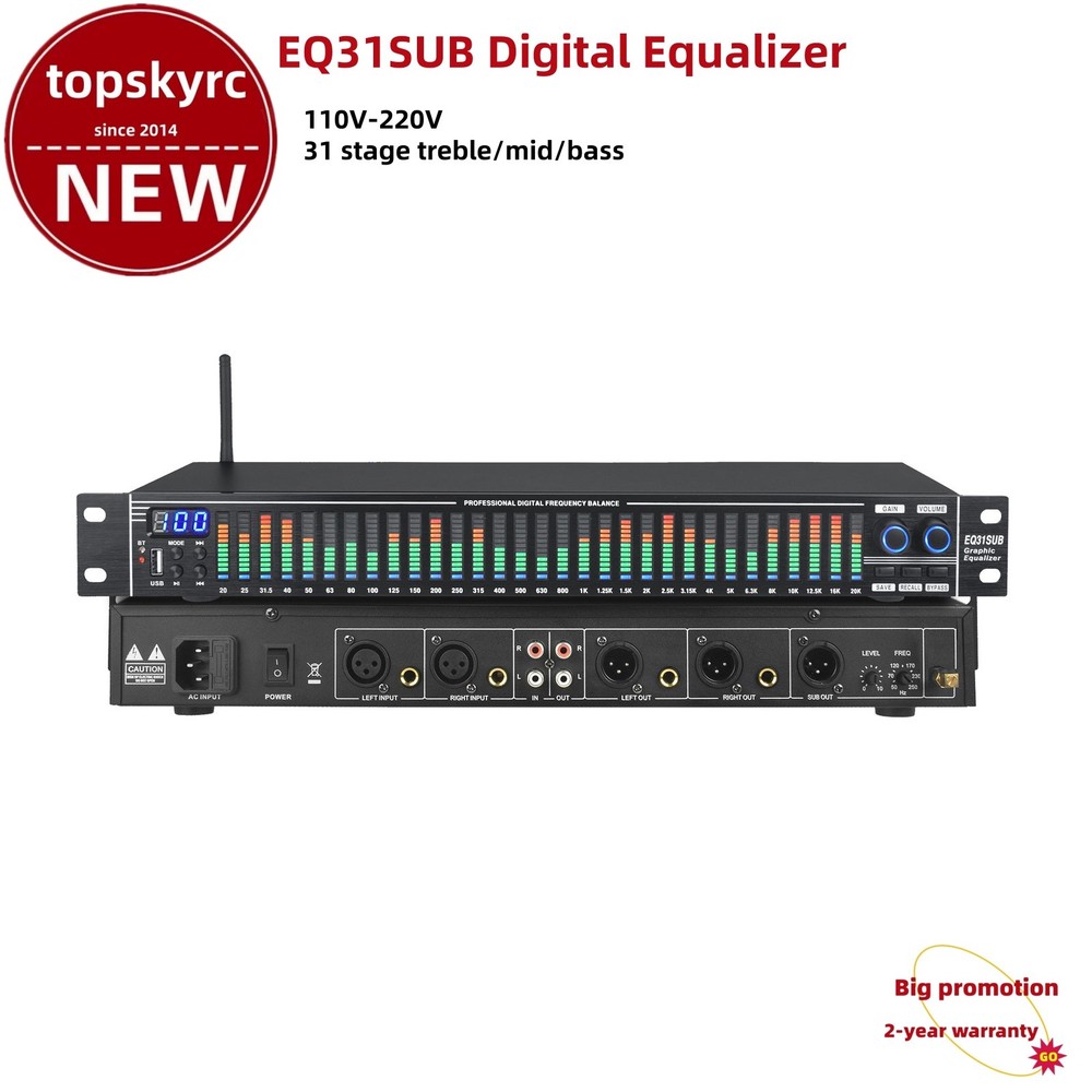 EQ31SUB Digital Equalizer 31-Stage Tuner Noise Reduction Processor 110V-220V