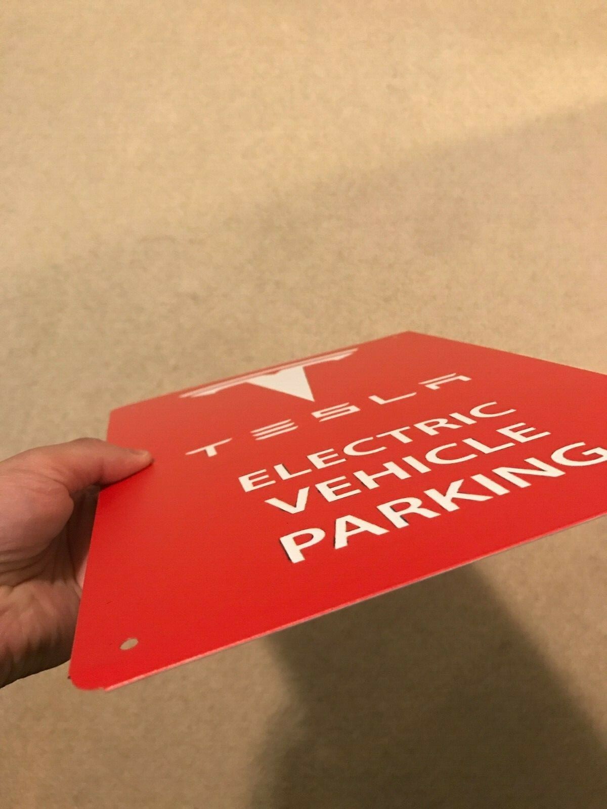 NEW Tesla Logo Parking Sign EV Electric Car on 8"x12" Metal Charging Garage Elon