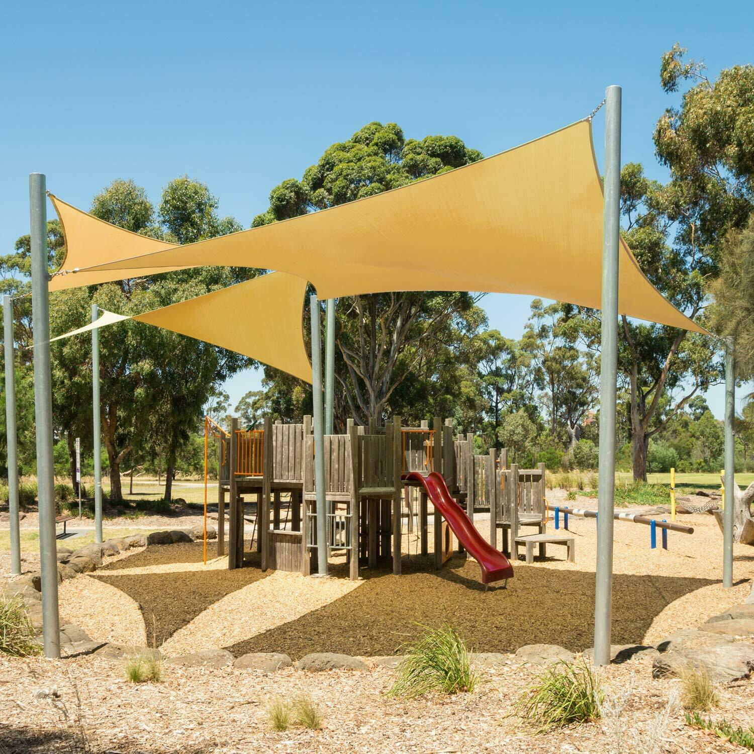 20-29 FT Shade Sail Rectangle Sand Sun Canopy Cover w/ Steel Wire Garden Outdoor