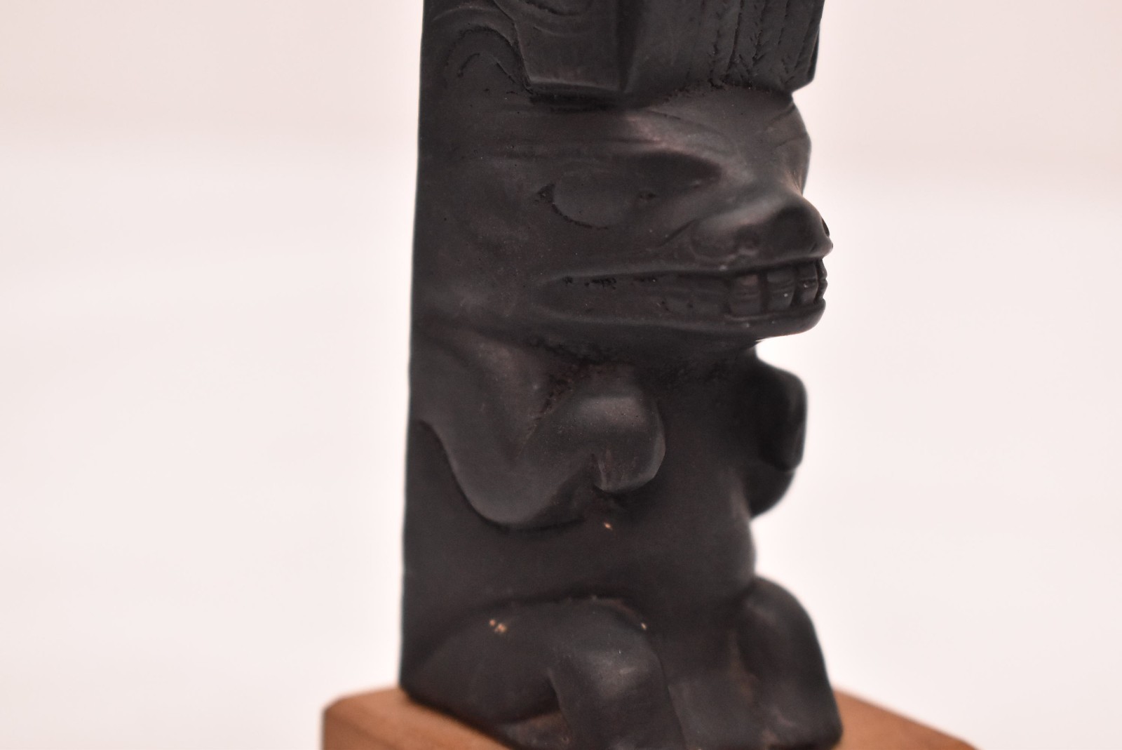Antique Northwest Coast; Haida, Carved Black Argillite Totem pole 6" Tall