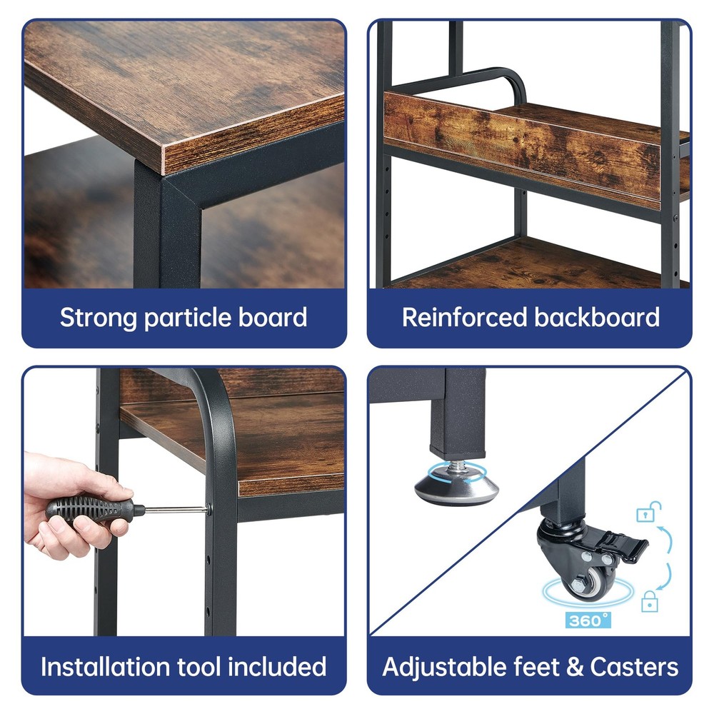 32.3" Wide Extra Large Printer Stand, 3 Tier Printer Table with Adjustable St...