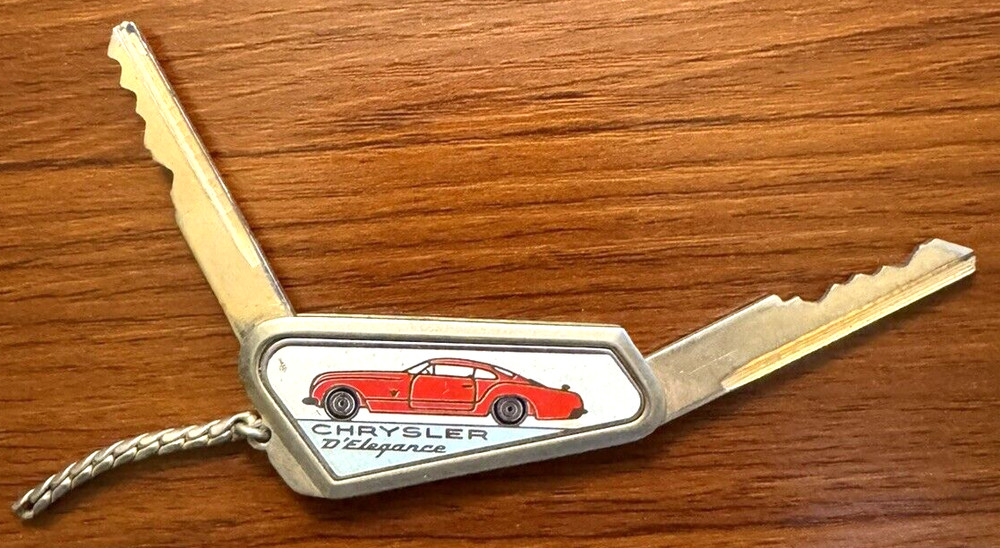 Chrysler D'Elegance Car Keyring w/ 2 folding cut keys-Keychain ring is missing