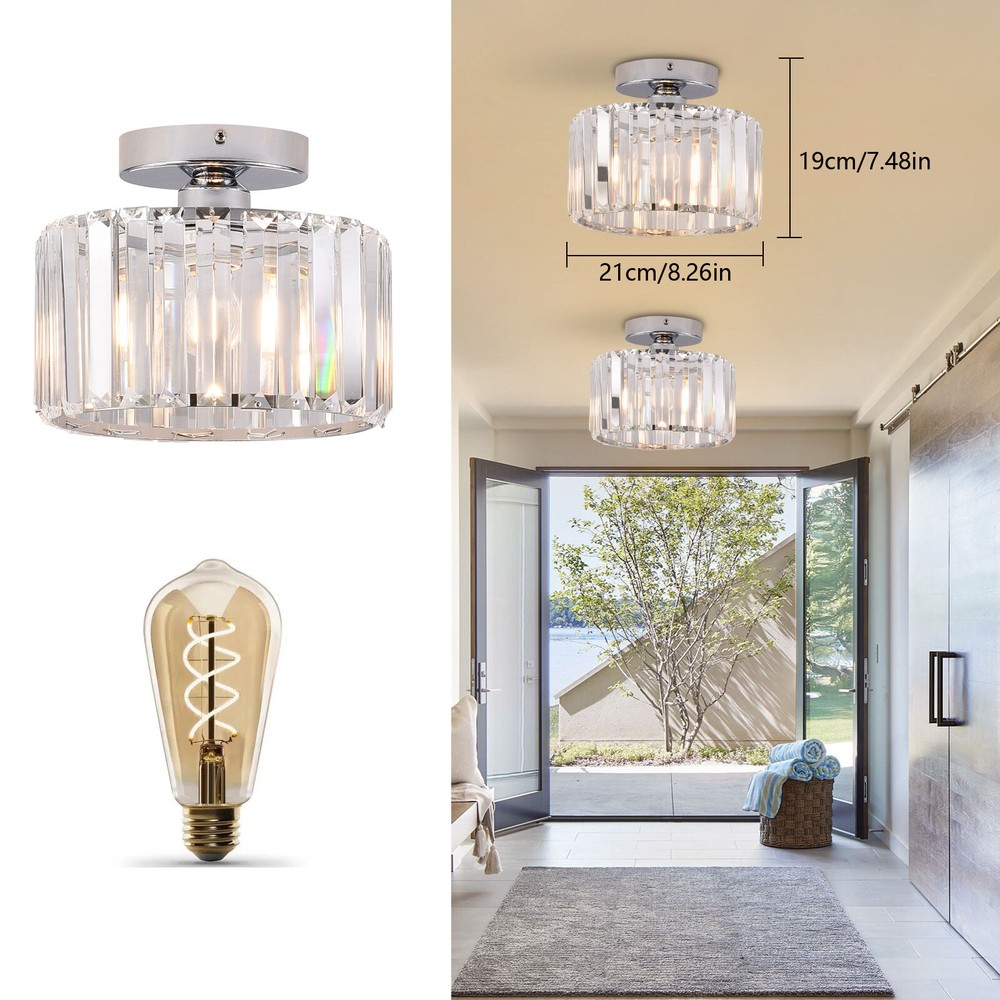 Modern Chandelier Light Crystal Ceiling Light Fixture Flush Mount Ceiling Lamp