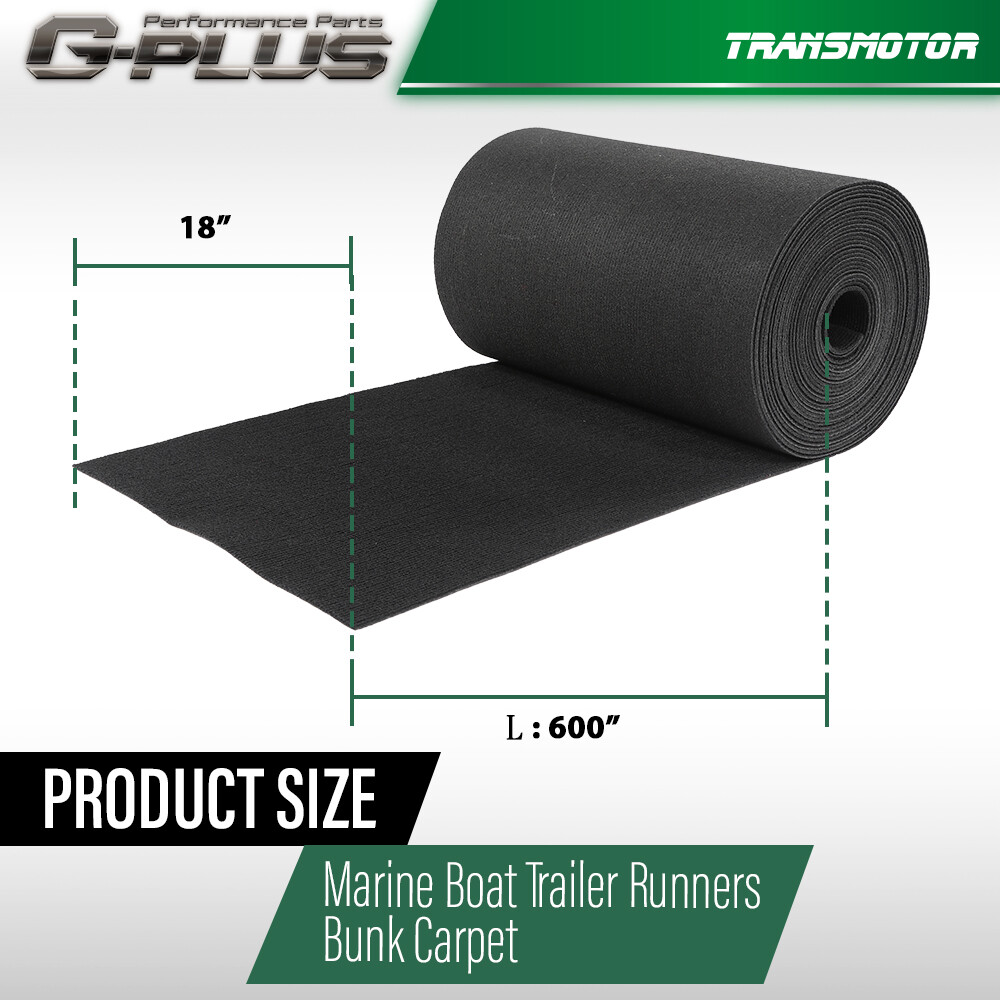 18" x 50' Ribbed Bunk Carpet / Marine Boat Trailer Runners / Outdoor - Black NEW