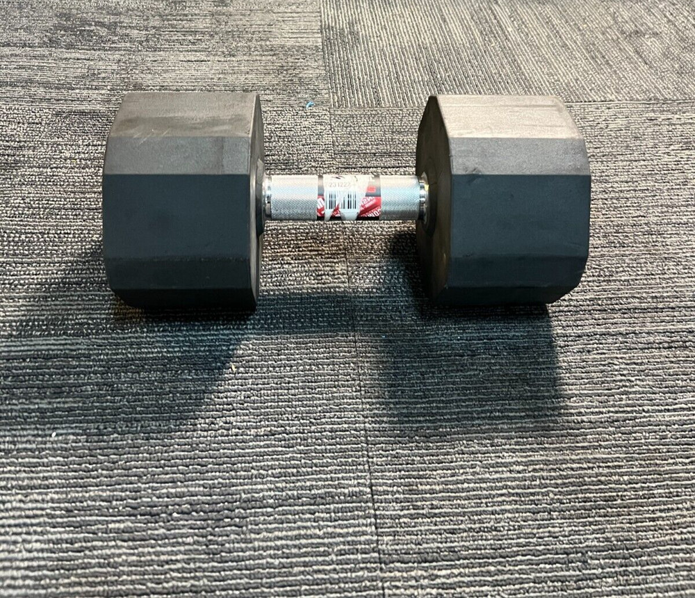 ETHOS Rubber Hex Dumbbell, Single 60LB Black Exercise Strength Training